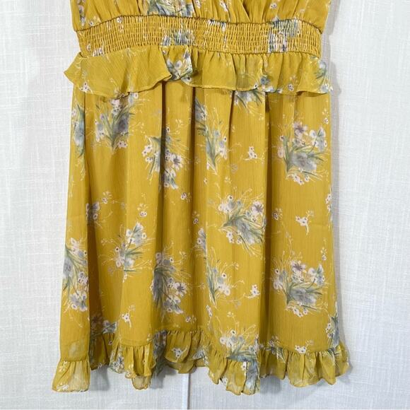 Gilli‎ NWT Floral Ruffle Hem Lined Smocked Waist Flutter Sleeve Dress Sz M - Picture 3 of 11